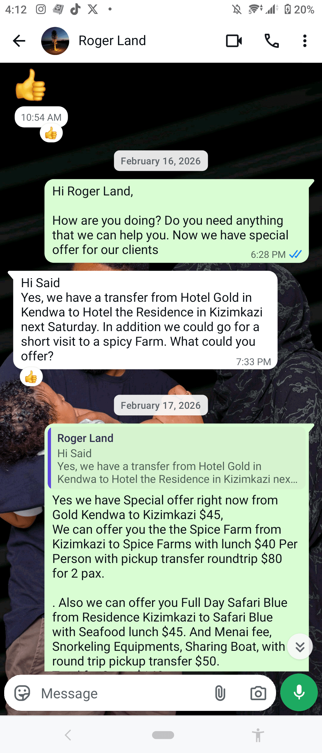 Roger Spice Tour Zanzibar feedback
